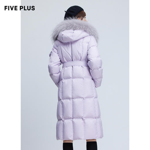 FIVE PLUS2021新款女冬装连帽貉子毛领羽绒服女宽松直筒中长外套2NN4333340 商品图1