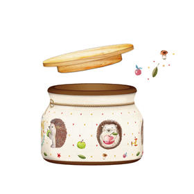 64片 收纳罐拼图 塑料拼图 BC1001 森林好朋友-刺猬与苹果