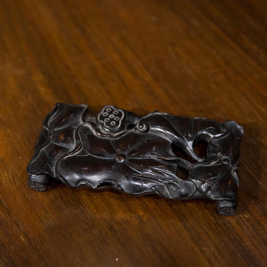 清 紫檀木透雕荷叶纹墨床 商品图0