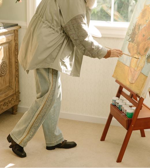 丽迪莎简约休闲拼接百搭牛仔裤KE43N3269 商品图3