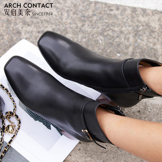 【活动价】ARCHCONTACT安启美奈全粒面牛皮高跟女靴52171 商品图1