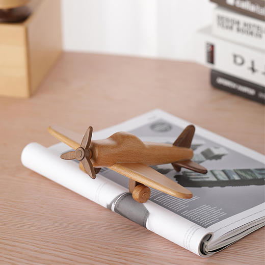 树上童梦-飞机木质摆件客厅装饰摆件创意餐厅茶几玄关摆设饰品办公桌面摆件实木家居饰品 商品图4