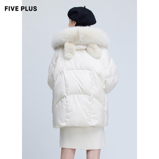 FIVE PLUS2021新款女冬装设计感狐狸大毛领羽绒服女宽松中长外套2NN4333320 商品图4