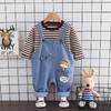 中小童背带裤套装儿童秋装卡通印花长裤条纹长袖T恤童装 商品缩略图1