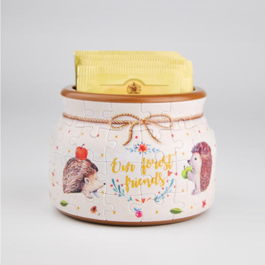 64片 收纳罐拼图 塑料拼图 BC1001 森林好朋友-刺猬与苹果 商品图2