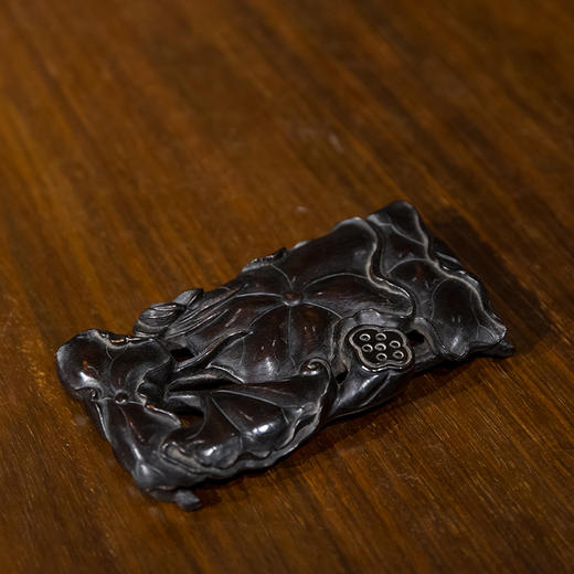 清 紫檀木透雕荷叶纹墨床 商品图1