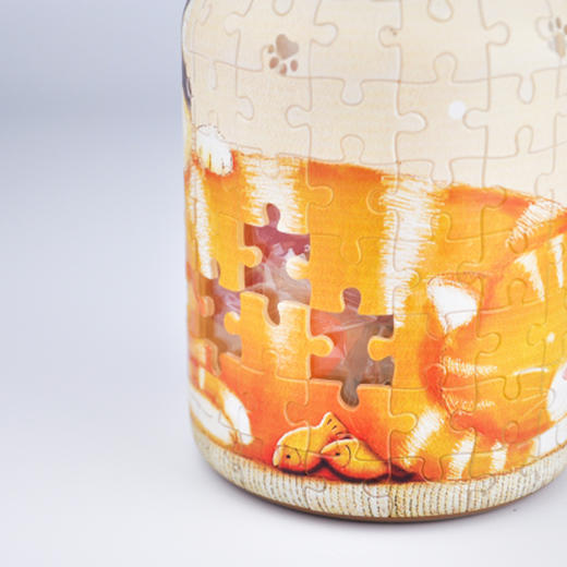 128片 收纳罐拼图 塑料拼图 BA1002 午睡猫咪 商品图2