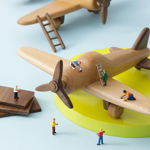 树上童梦-飞机木质摆件客厅装饰摆件创意餐厅茶几玄关摆设饰品办公桌面摆件实木家居饰品 商品图2