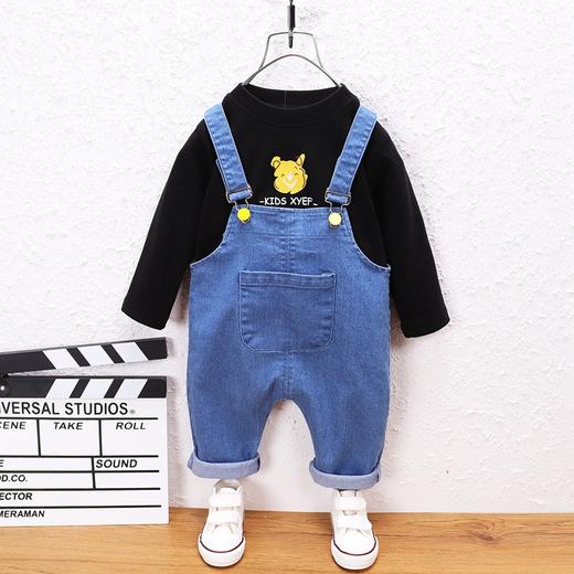 秋季新款儿童牛仔背带两件套男童秋装套装春秋款女宝宝小童装 商品图0