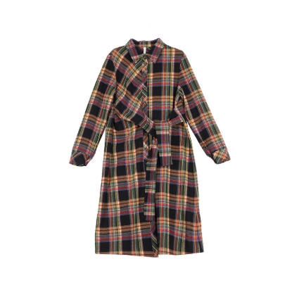 丽迪莎文艺休闲纯棉磨毛格子衬衫连衣裙KE44L1272 商品图4