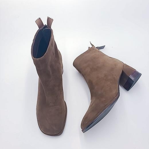 LFGJ 6607 方头翻毛皮粗跟鞋 商品图3