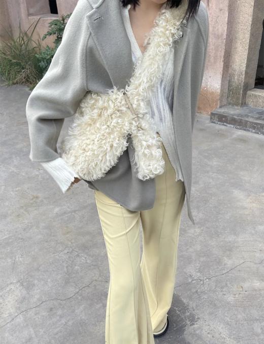 HIDEMI 燕麦色美利奴羊毛双面呢简约设计感一粒扣连帽大衣 商品图1