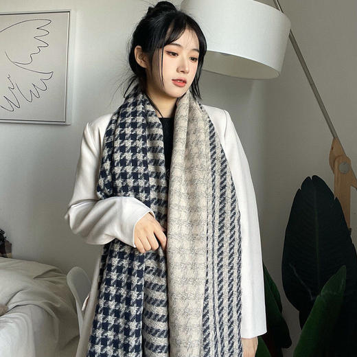 2021年新款围巾女千鸟格ins冬季韩版百搭学生情侣男披肩保暖围脖同款 商品图3