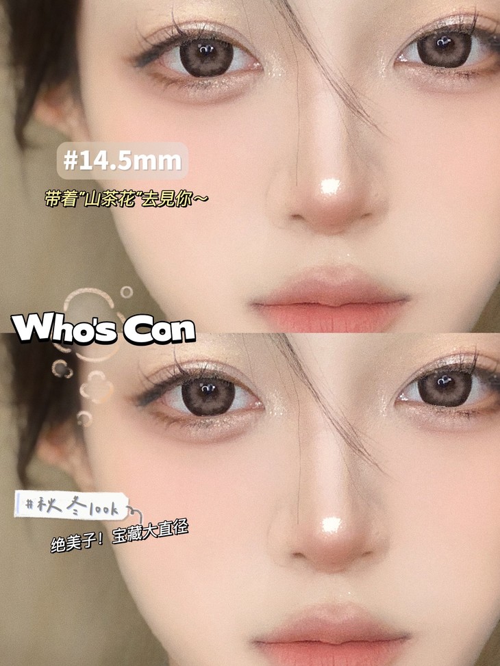 WhosCon年抛隐形眼镜 山茶花14.5mm 1副/2片-VVCON美瞳商城16