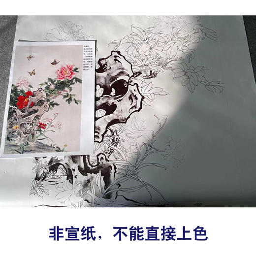 【有步骤】陈军工笔画白描底稿《群芳斗艳》牡丹蝴蝶初学者临摹花鸟线稿CJ13 商品图2