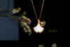 18k玫瑰金和田玉（白玉）镶钻项链-银杏 /叶面10*12mm/链长40+2cm 商品缩略图0