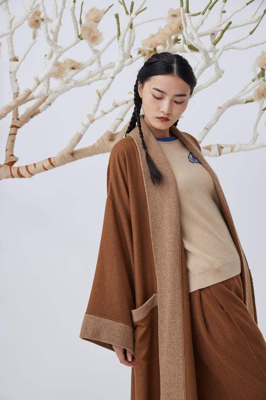 加大版青果领羊绒睡袍 SJN19M301N 商品图4