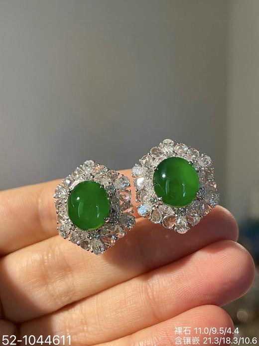 老坑帝王绿蛋面耳钉，52-1044611。具体价格微信咨询 商品图8