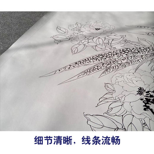 【有步骤】陈军横幅工笔画白描底稿《锦羽呈瑞》锦鸡牡丹初学者临摹花鸟线稿CJ25 商品图4