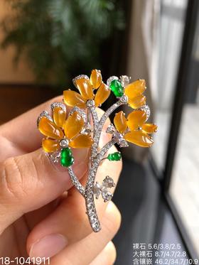 玻璃金翡树叶胸针，18-1041911。  38999