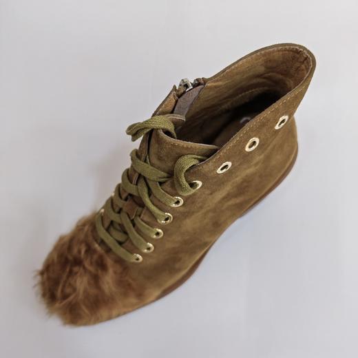 LFGJ 5802 设计师款圆头系带复古粗跟短靴 商品图0