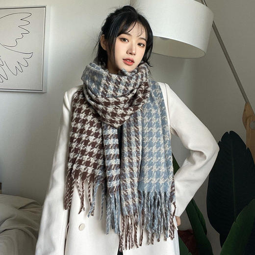 2021年新款围巾女千鸟格ins冬季韩版百搭学生情侣男披肩保暖围脖同款 商品图0