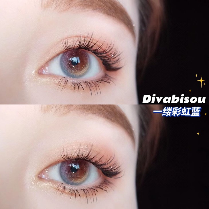 DIVABISOU年抛隐形眼镜 一缕彩虹蓝14.0mm 1副/2片-VVCON美瞳网8