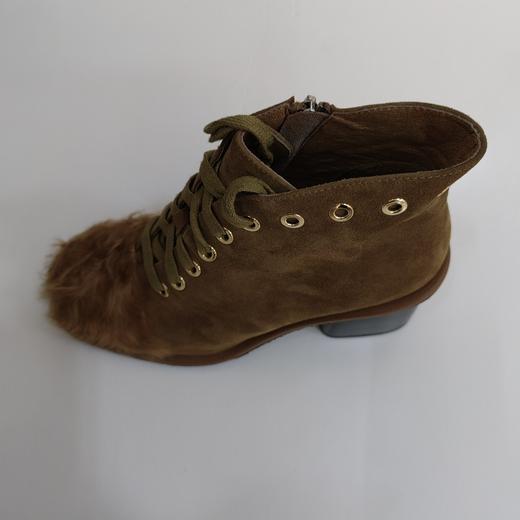 LFGJ 5802 设计师款圆头系带复古粗跟短靴 商品图1