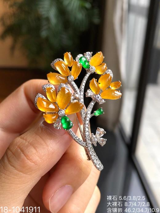 玻璃金翡树叶胸针，18-1041911。  38999 商品图2