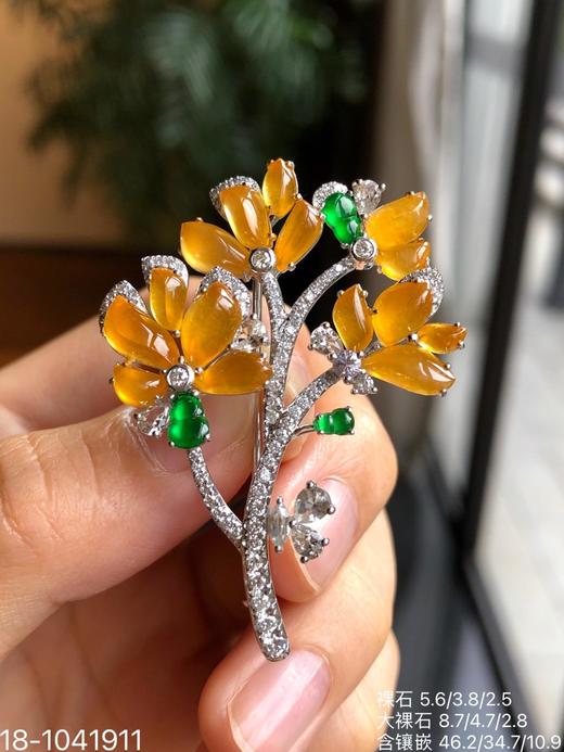玻璃金翡树叶胸针，18-1041911。  38999 商品图3