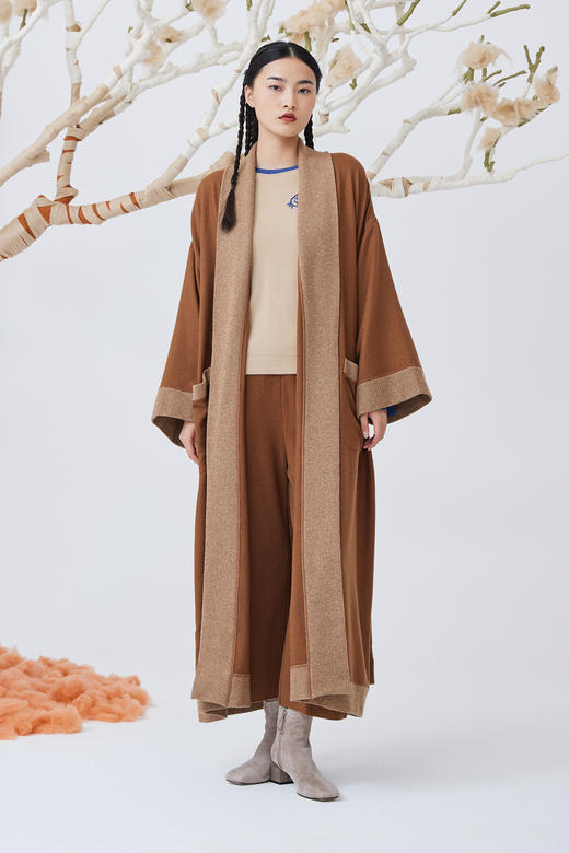 加大版青果领羊绒睡袍 SJN19M301N 商品图2