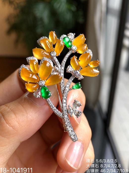 玻璃金翡树叶胸针，18-1041911。  38999 商品图6