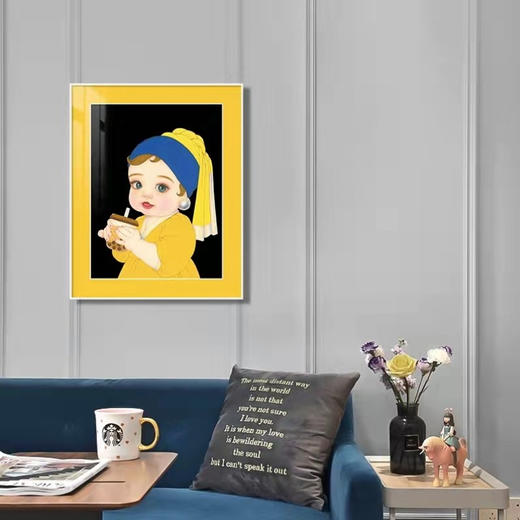 喝奶茶的珍珠耳环女孩-那小先 商品图2