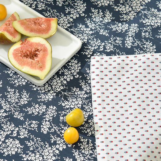 靛蓝雪松碎花双面布艺茶旗 商品图2