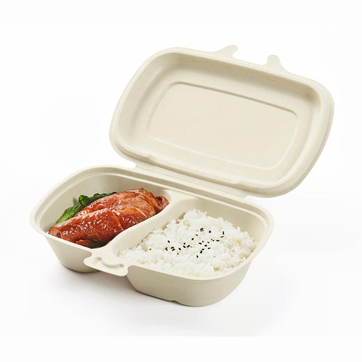 喇叭花一次性纸浆餐盒圆形纸碗多格餐盒长方形沙拉盒意面沙拉盒 商品图3