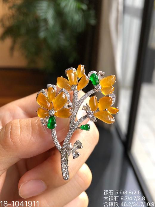 玻璃金翡树叶胸针，18-1041911。  38999 商品图8