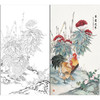 【有步骤、大彩图】陈军工笔画白描底稿《吉庆连年》公鸡鸡冠花初学者临摹花鸟线稿CJ23 商品缩略图0