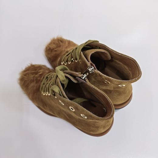 LFGJ 5802 设计师款圆头系带复古粗跟短靴 商品图4