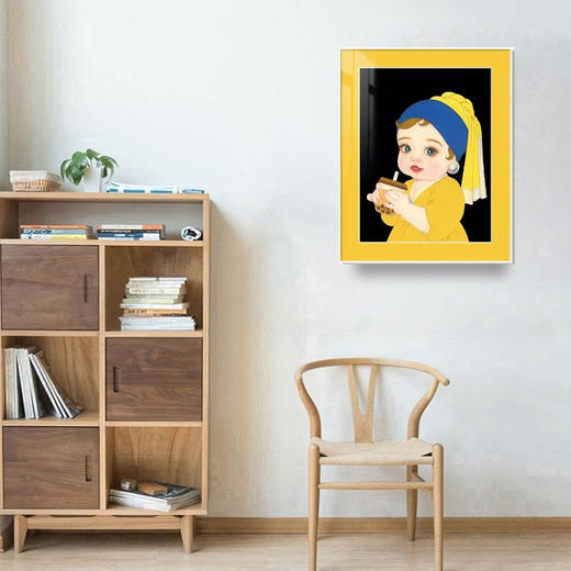 喝奶茶的珍珠耳环女孩-那小先 商品图1