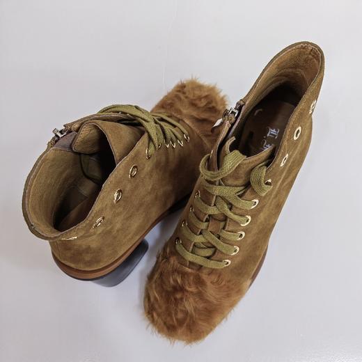 LFGJ 5802 设计师款圆头系带复古粗跟短靴 商品图2