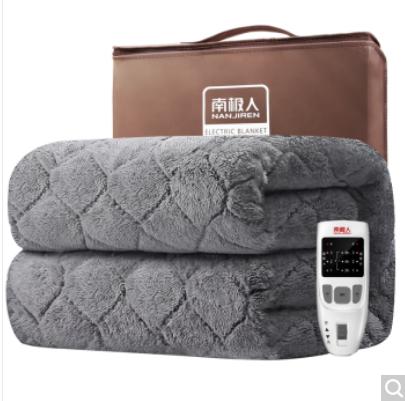 南极人 NanJiren 电热毯（长1.8米宽1.5米）双人长毛绒电褥子安全除螨智能调温定时断电自动降档双控家用除湿 商品图0