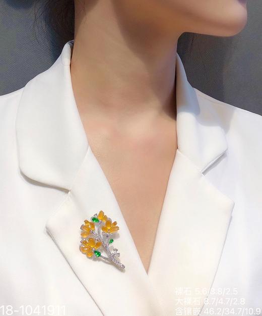 玻璃金翡树叶胸针，18-1041911。  38999 商品图4