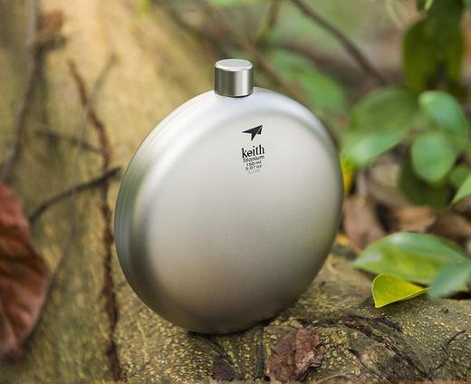 铠斯keith 户外随身便携钛酒壶圆形纯钛酒壶附小漏斗扁酒瓶金属 Ti9302 商品图1