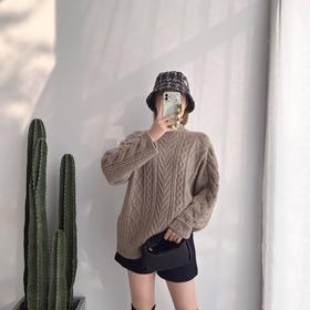 2021冬款纯色麻花休闲针织毛衣