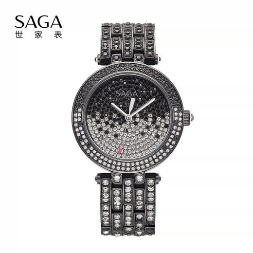 SAGA世家手表满钻女士腕表大表盘轻奢时尚潮流-黑色 商品图0