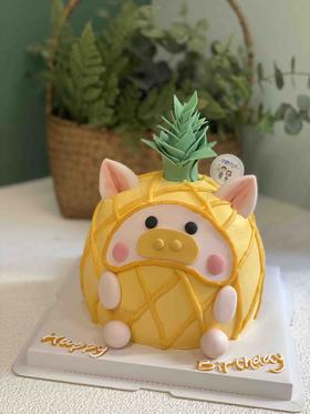 菠萝猪猪翻糖奶油蛋糕 下单前请仔细阅读商品详情
