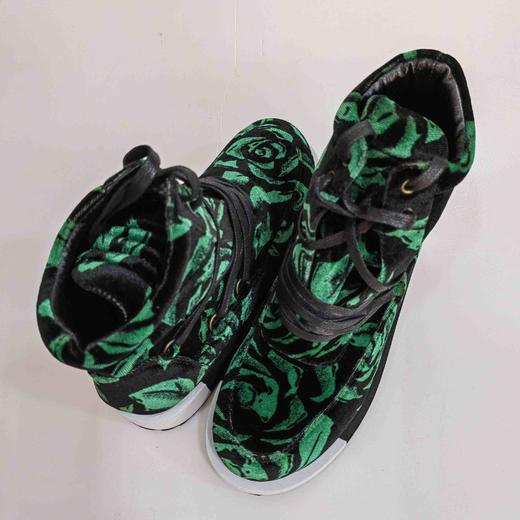 LFGJ   5415  玫瑰花纹平底高帮板鞋绒面 商品图4