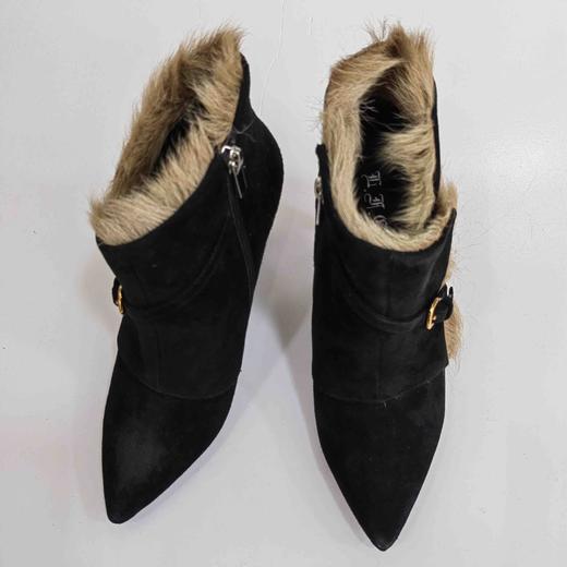 LFGJ 5805 真皮绒面高跟短靴细跟尖头毛毛靴子时尚 商品图5