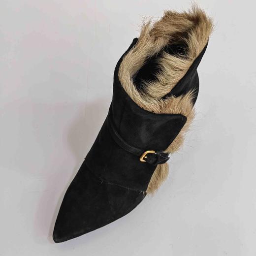 LFGJ 5805 真皮绒面高跟短靴细跟尖头毛毛靴子时尚 商品图3