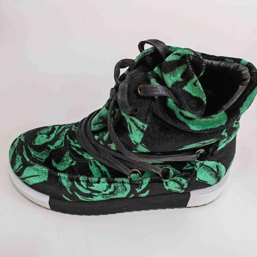 LFGJ   5415  玫瑰花纹平底高帮板鞋绒面 商品图3